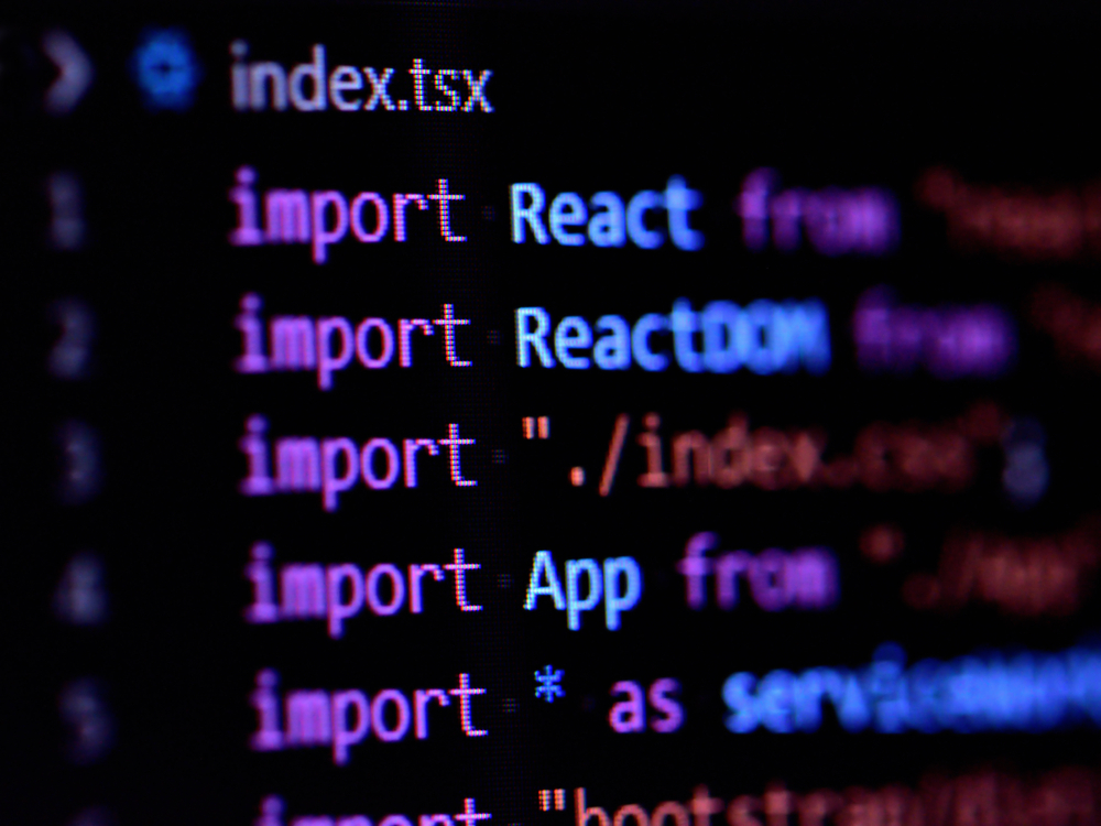 Close-up,Of,Import,Statement,Of,React,,Javascript,Programming,Source,Code